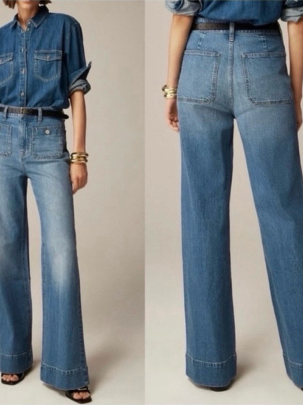 J.Crew ‘70’s Vibe High-Rise Wide Leg Sailor Women’s Jeans Vintage Black, Size 28 - Picture 4 of 9